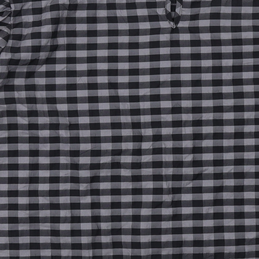 Marks and Spencer Womens Grey Check Polyester Basic Blouse Size 20 Boat Neck
