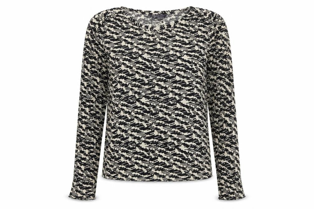Front view of Marks & Spencer women’s ivory geometric polyester basic blouse, size UK 12, boat neck