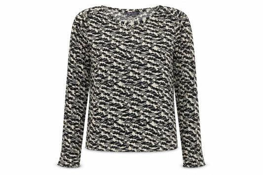 Front view of Marks & Spencer women’s ivory geometric polyester basic blouse, size UK 12, boat neck