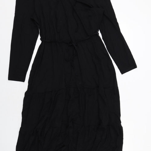 Marks and Spencer Womens Black Viscose Trapeze & Swing Size 16 Round Neck Pullover