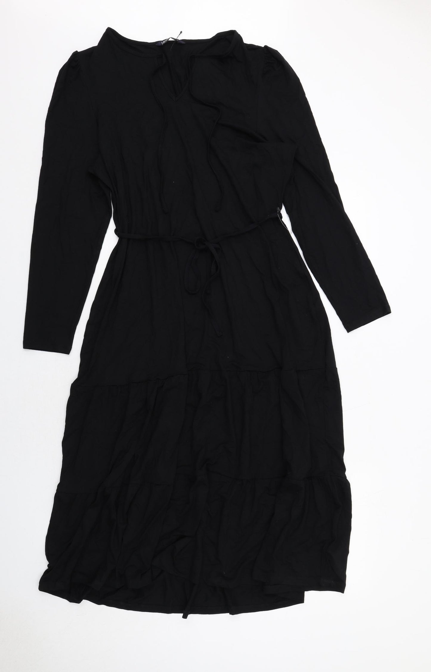 Marks and Spencer Womens Black Viscose Trapeze & Swing Size 16 Round Neck Pullover