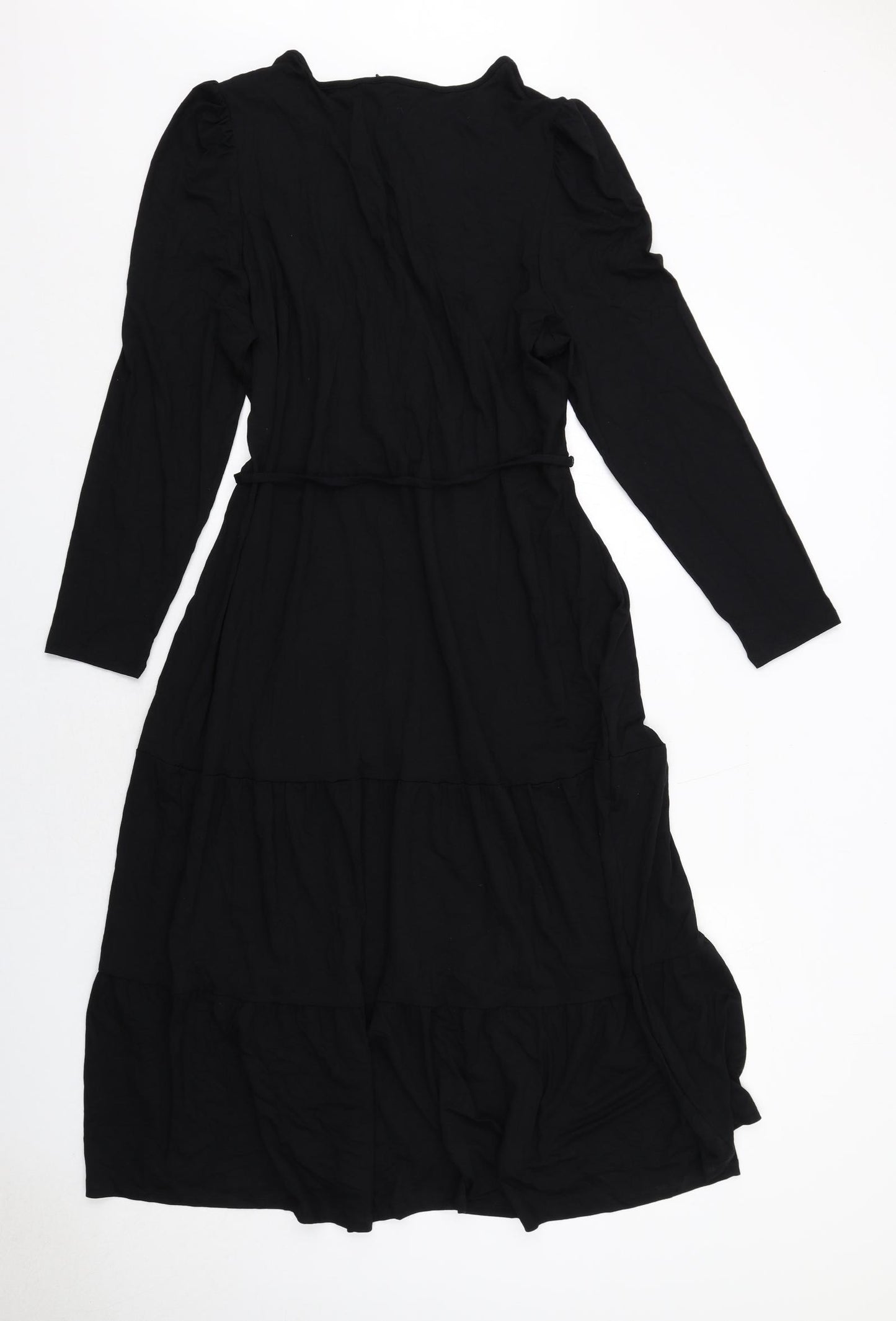 Marks and Spencer Womens Black Viscose Trapeze & Swing Size 16 Round Neck Pullover