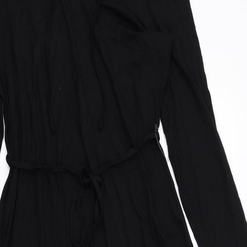 Marks and Spencer Womens Black Viscose Trapeze & Swing Size 16 Round Neck Pullover
