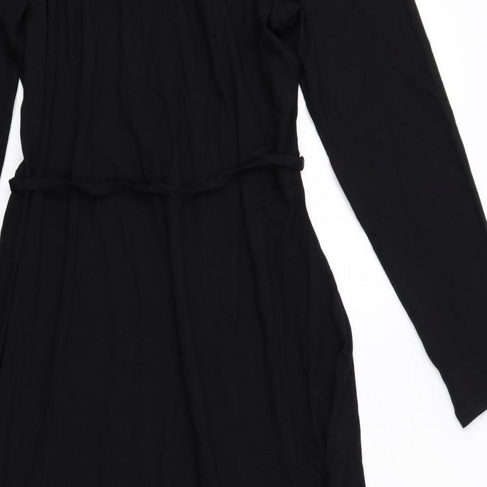 Marks and Spencer Womens Black Viscose Trapeze & Swing Size 16 Round Neck Pullover