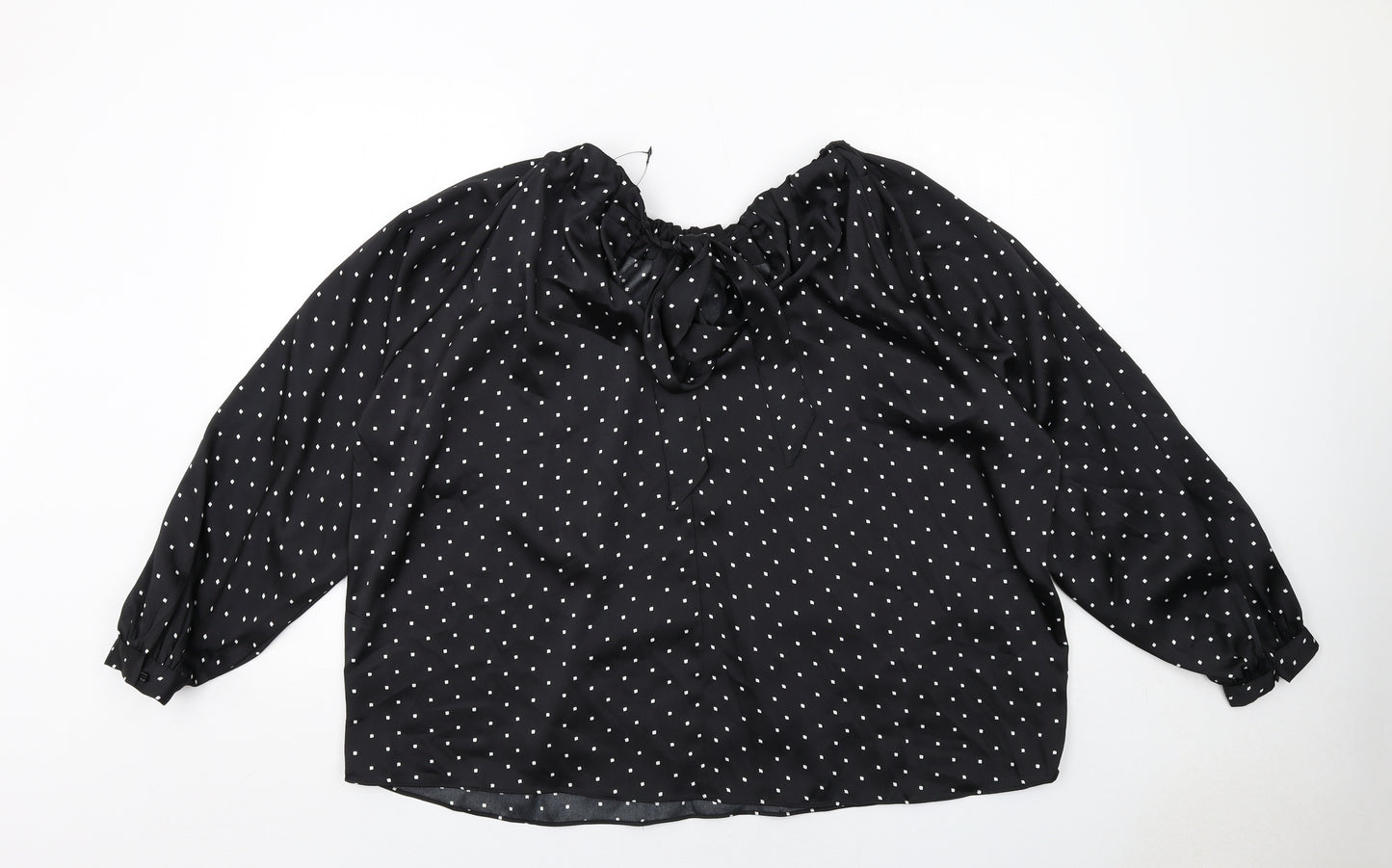 Marks and Spencer Womens Black Geometric Polyester Basic Blouse Size 18 Boat Neck