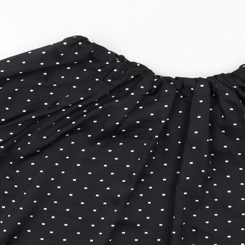 Marks and Spencer Womens Black Geometric Polyester Basic Blouse Size 18 Boat Neck