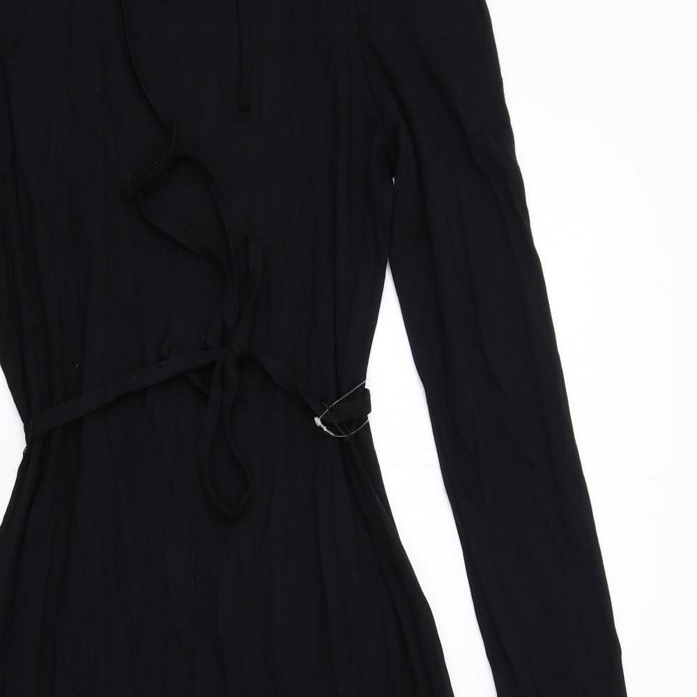 Marks and Spencer Womens Black Viscose A-Line Size 12 Round Neck Pullover - Keyhole Neck