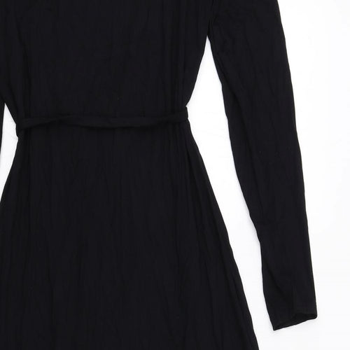 Marks and Spencer Womens Black Viscose A-Line Size 12 Round Neck Pullover - Keyhole Neck