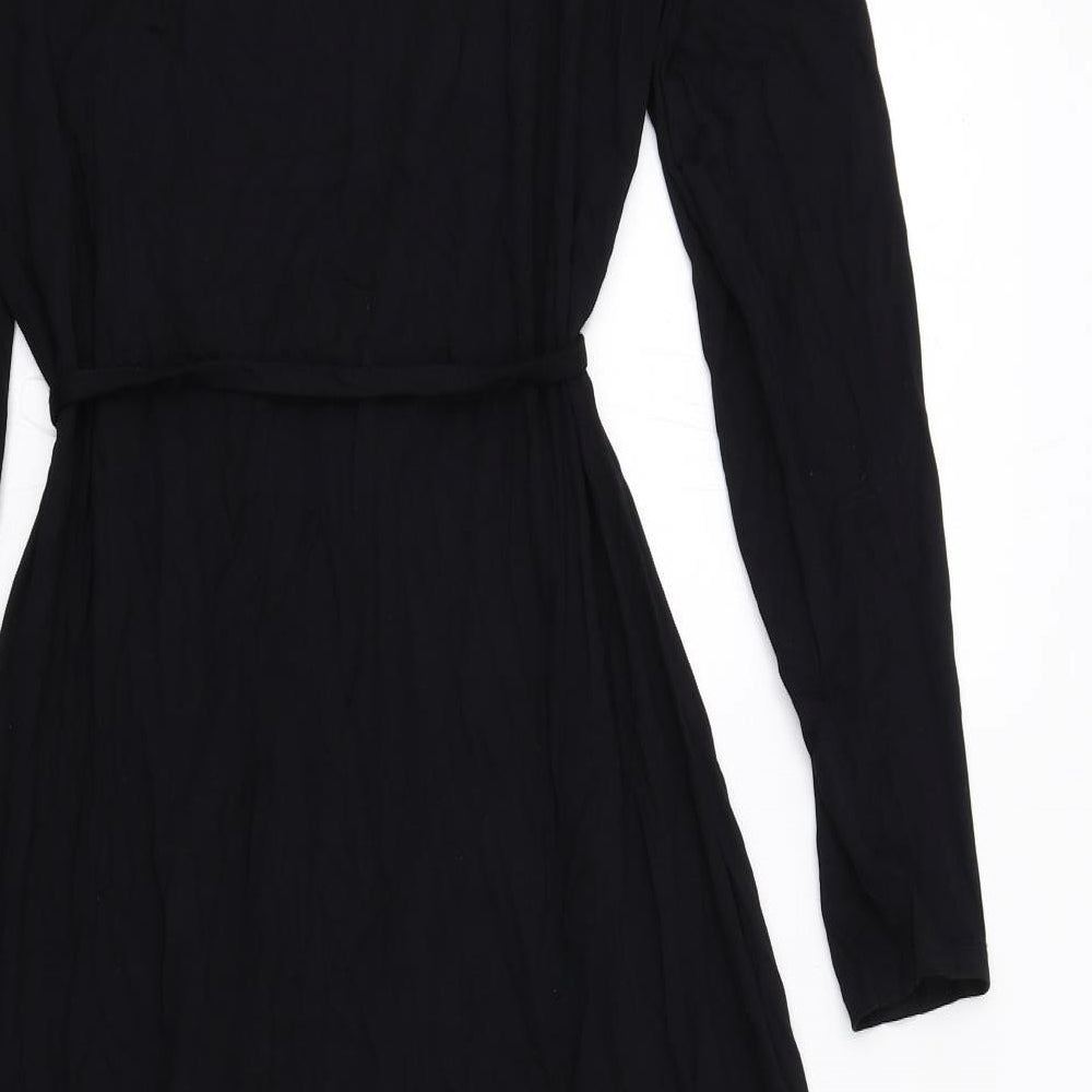 Marks and Spencer Womens Black Viscose A-Line Size 12 Round Neck Pullover - Keyhole Neck