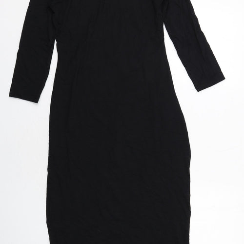 Marks and Spencer Womens Black Viscose T-Shirt Dress Size 10 Crew Neck Pullover