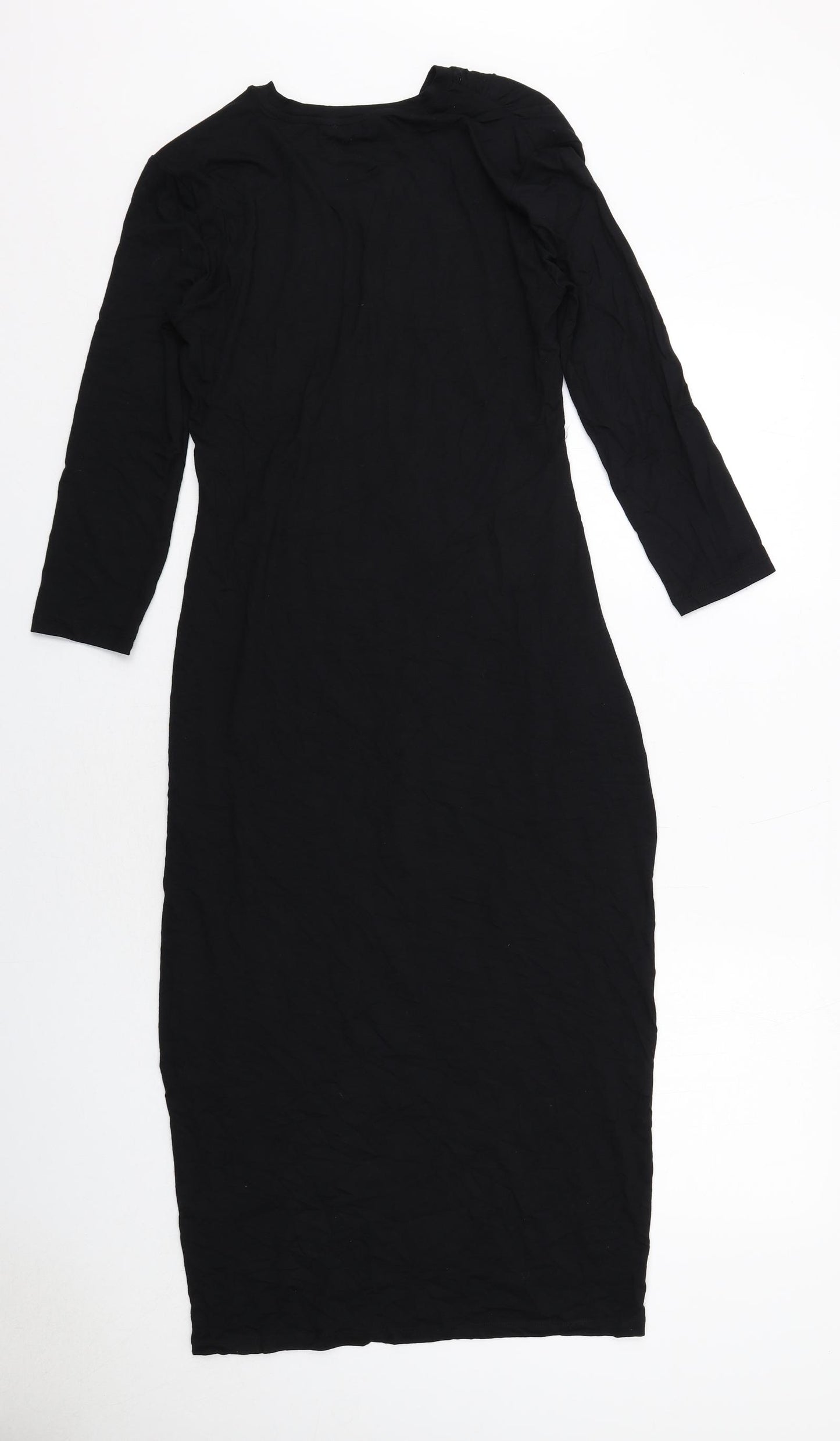 Marks and Spencer Womens Black Viscose T-Shirt Dress Size 10 Crew Neck Pullover