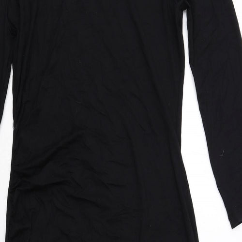Marks and Spencer Womens Black Viscose T-Shirt Dress Size 10 Crew Neck Pullover
