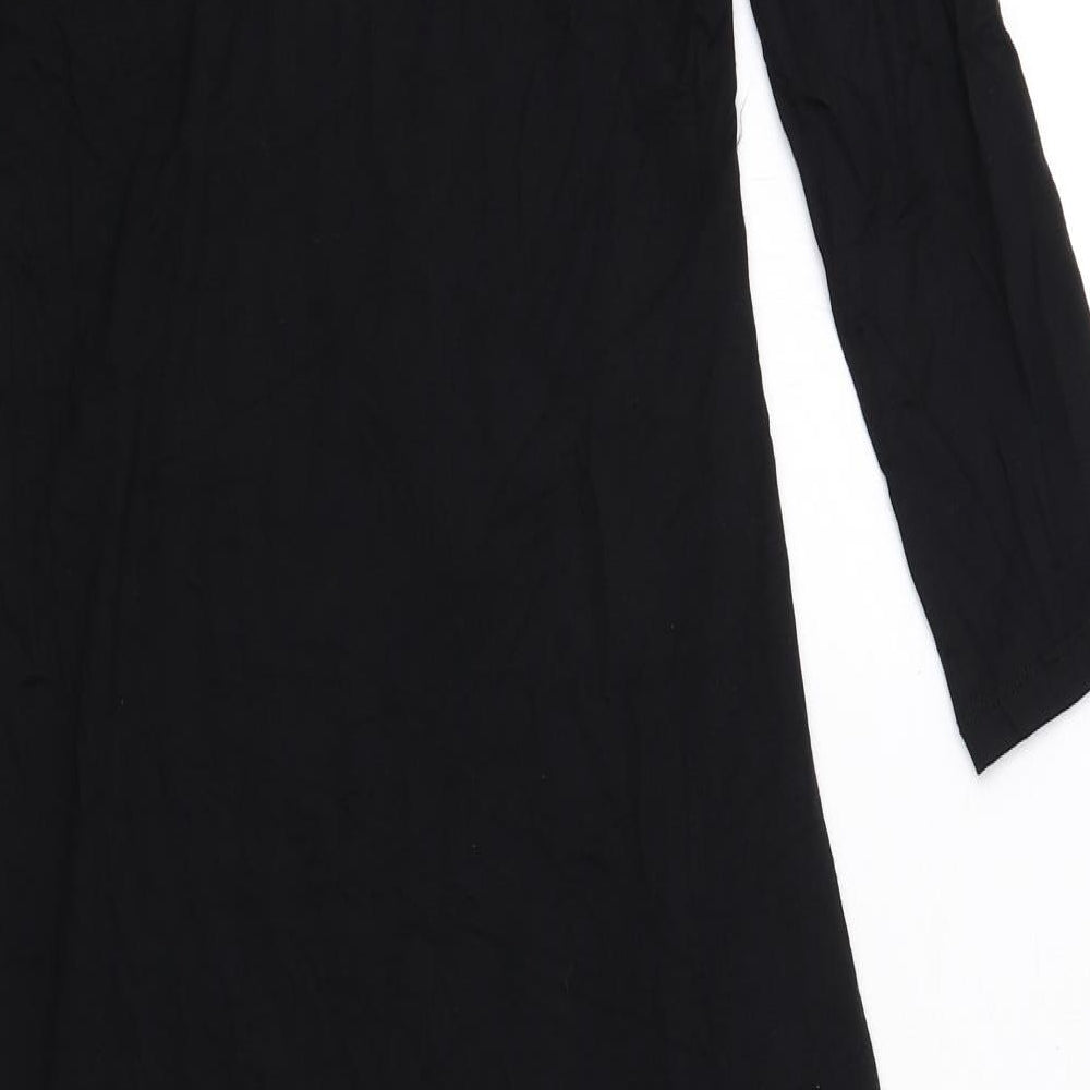 Marks and Spencer Womens Black Viscose T-Shirt Dress Size 10 Crew Neck Pullover