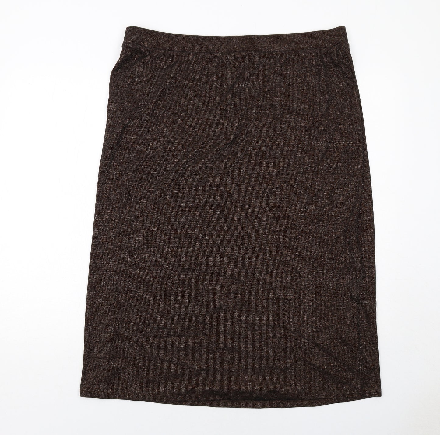 Marks and Spencer Womens Brown Cotton A-Line Skirt Size 20