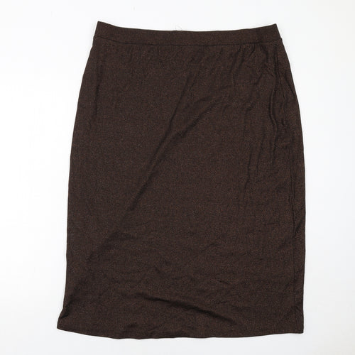Marks and Spencer Womens Brown Cotton A-Line Skirt Size 20