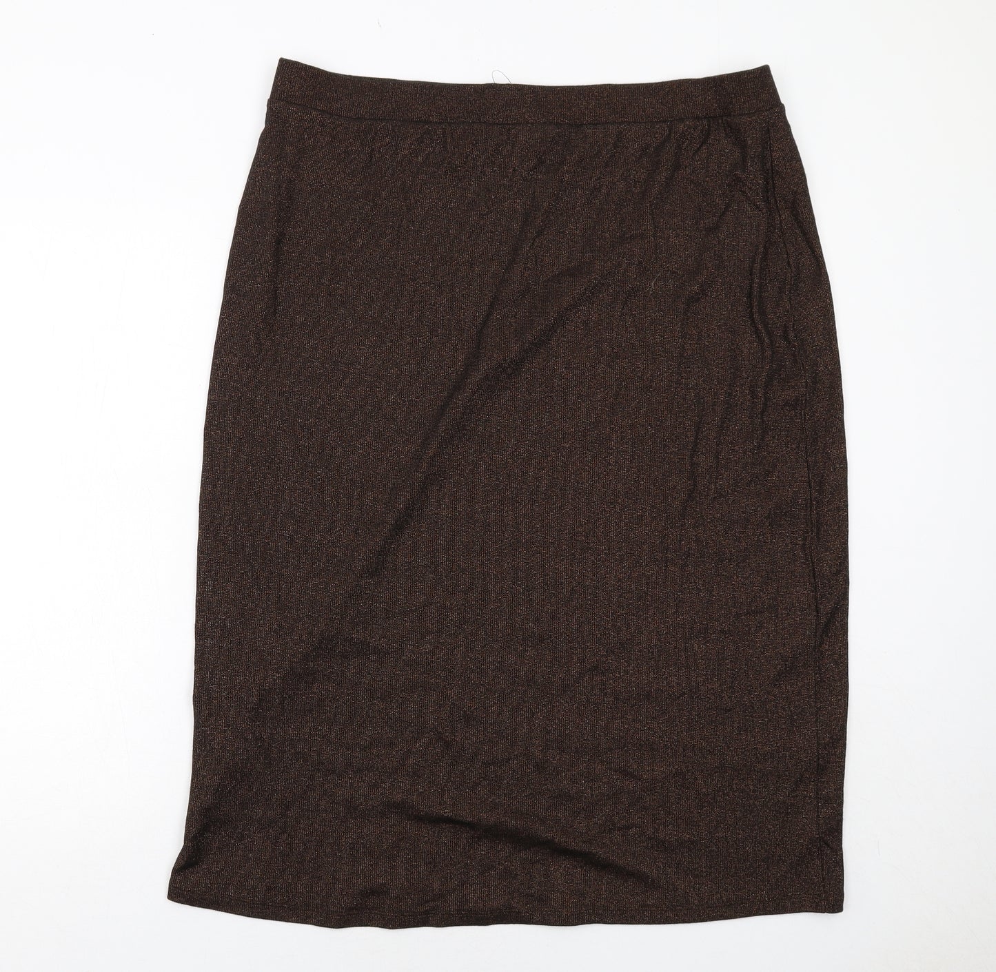 Marks and Spencer Womens Brown Cotton A-Line Skirt Size 20