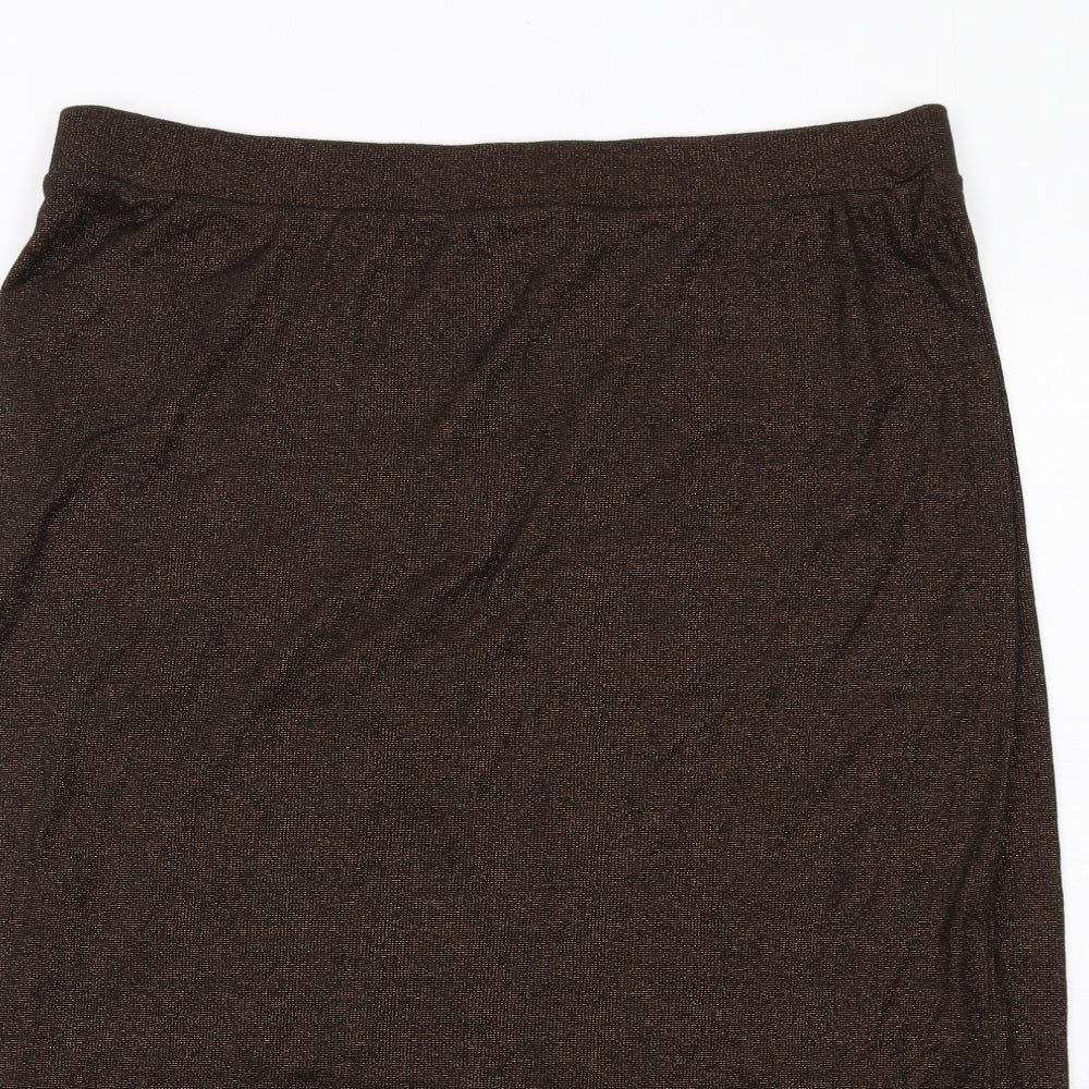 Marks and Spencer Womens Brown Cotton A-Line Skirt Size 20