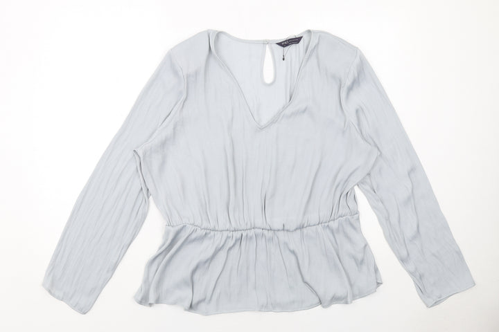 Marks and Spencer Womens Grey Polyester Basic Blouse Size 20 V-Neck
