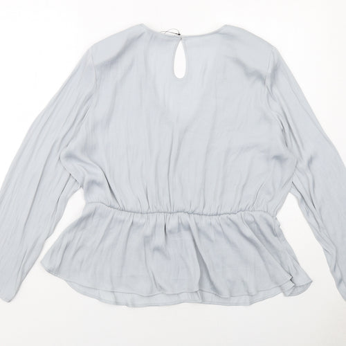 Marks and Spencer Womens Grey Polyester Basic Blouse Size 20 V-Neck