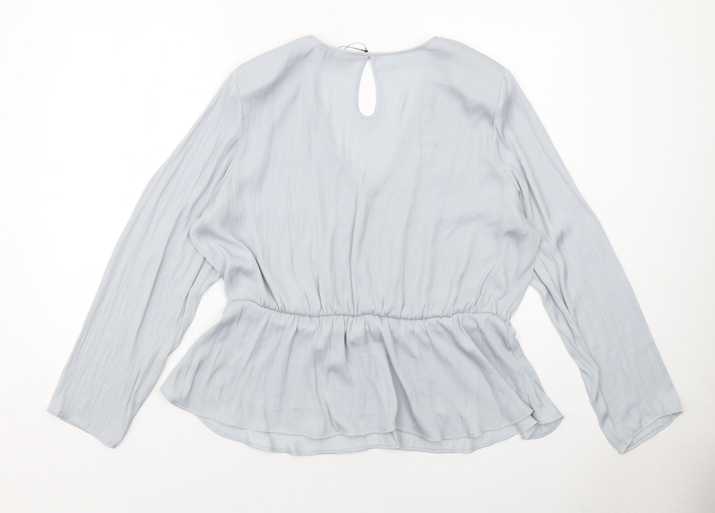 Marks and Spencer Womens Grey Polyester Basic Blouse Size 20 V-Neck