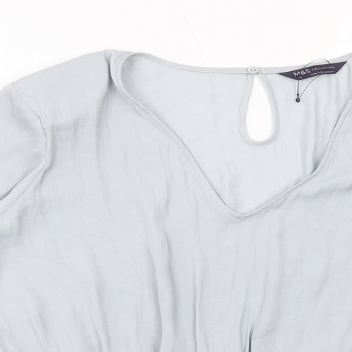 Marks and Spencer Womens Grey Polyester Basic Blouse Size 20 V-Neck