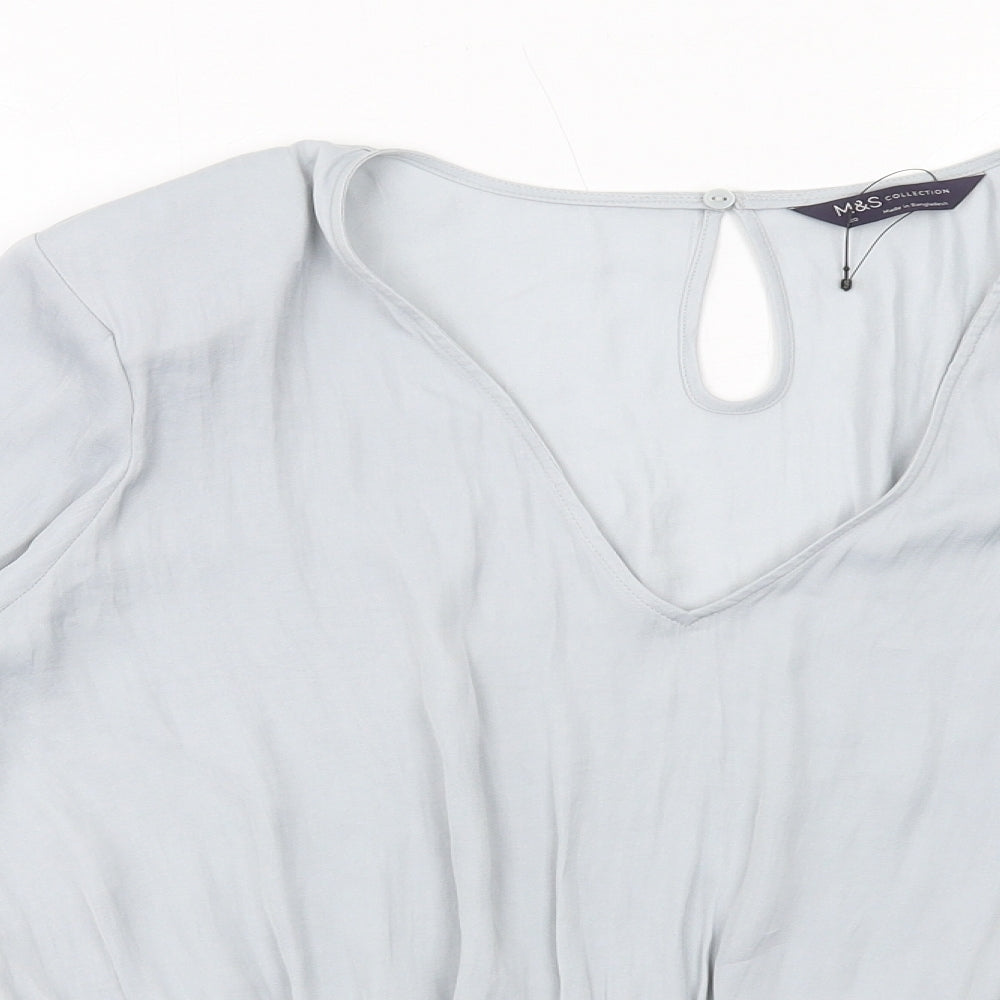 Marks and Spencer Womens Grey Polyester Basic Blouse Size 20 V-Neck