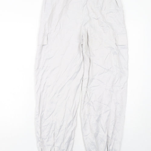 Marks and Spencer Girls Grey Viscose Cargo Trousers Size 13-14 Years Regular Zip