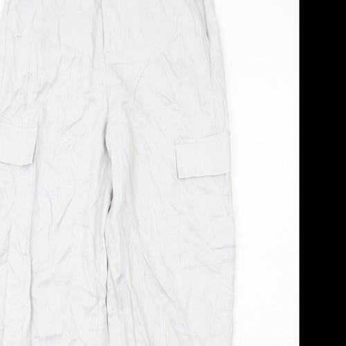 Marks and Spencer Girls Grey Viscose Cargo Trousers Size 13-14 Years Regular Zip