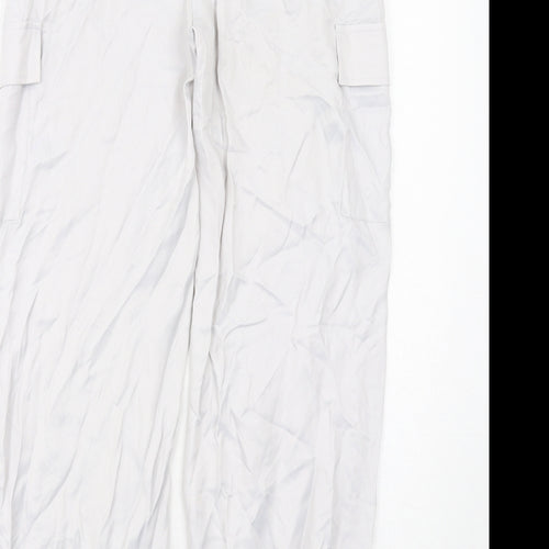 Marks and Spencer Girls Grey Viscose Cargo Trousers Size 13-14 Years Regular Zip