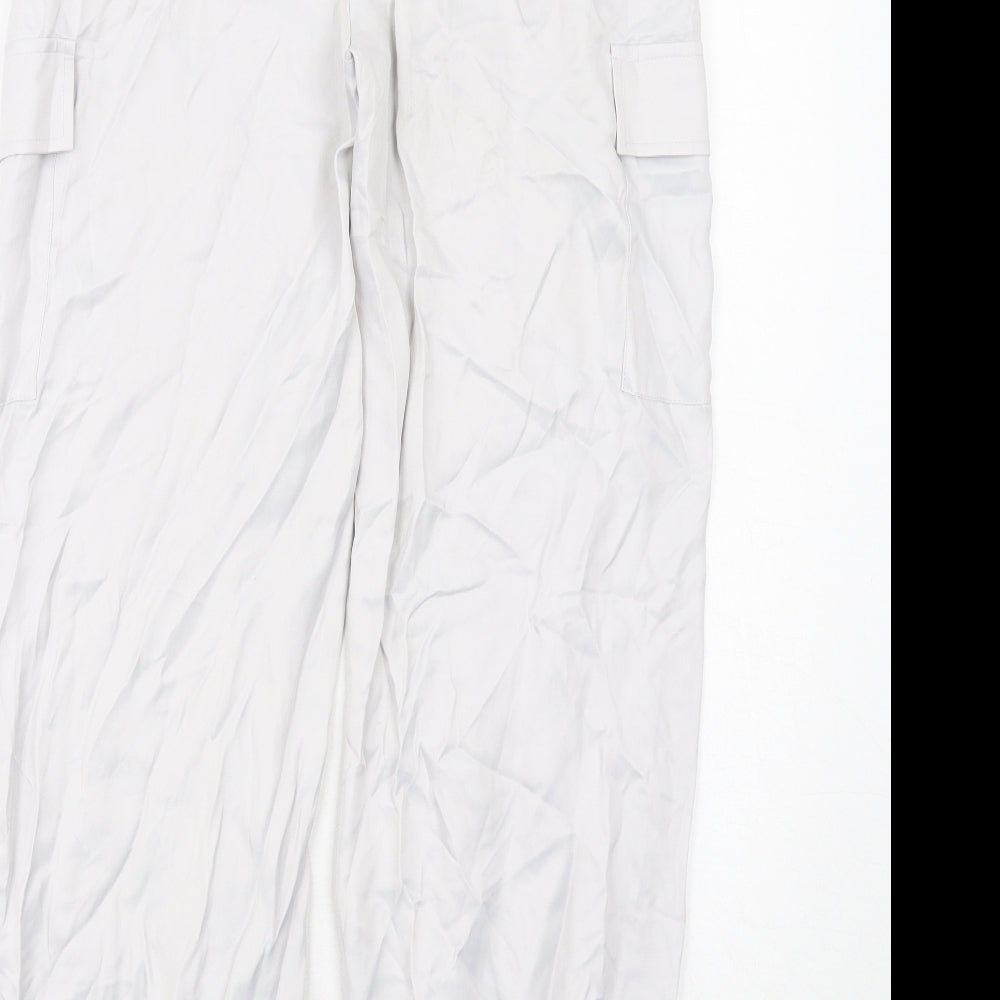 Marks and Spencer Girls Grey Viscose Cargo Trousers Size 13-14 Years Regular Zip