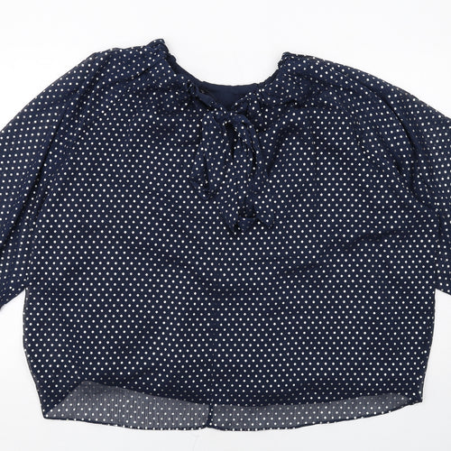 Marks and Spencer Womens Blue Polka Dot Polyester Basic Blouse Size 20 Round Neck