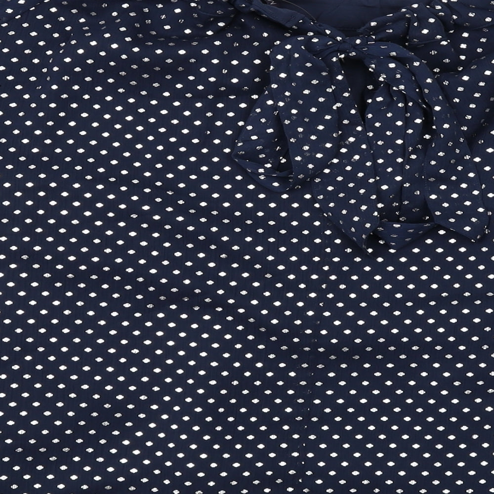 Marks and Spencer Womens Blue Polka Dot Polyester Basic Blouse Size 20 Round Neck