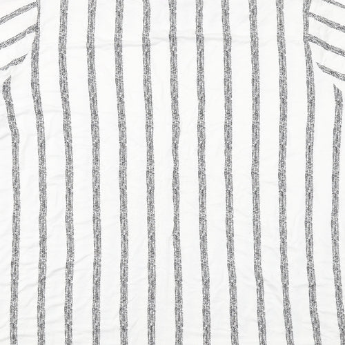 Marks and Spencer Womens White Striped Viscose Basic Blouse Size 22 Round Neck