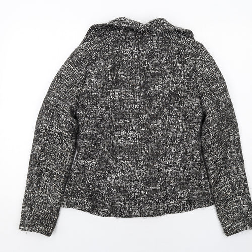H&M Womens Black Geometric Jacket Blazer Size 6 Button
