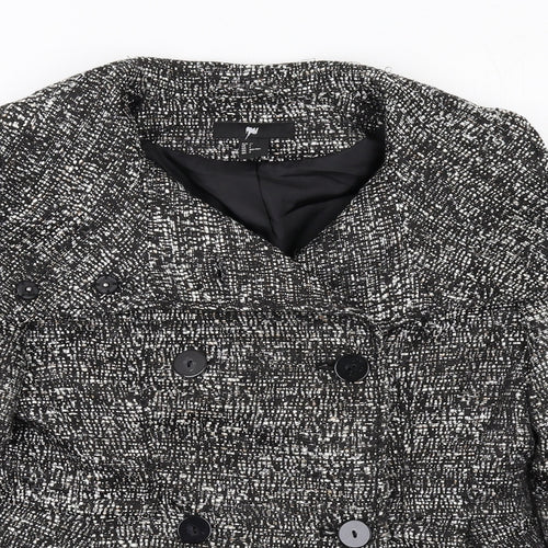 H&M Womens Black Geometric Jacket Blazer Size 6 Button