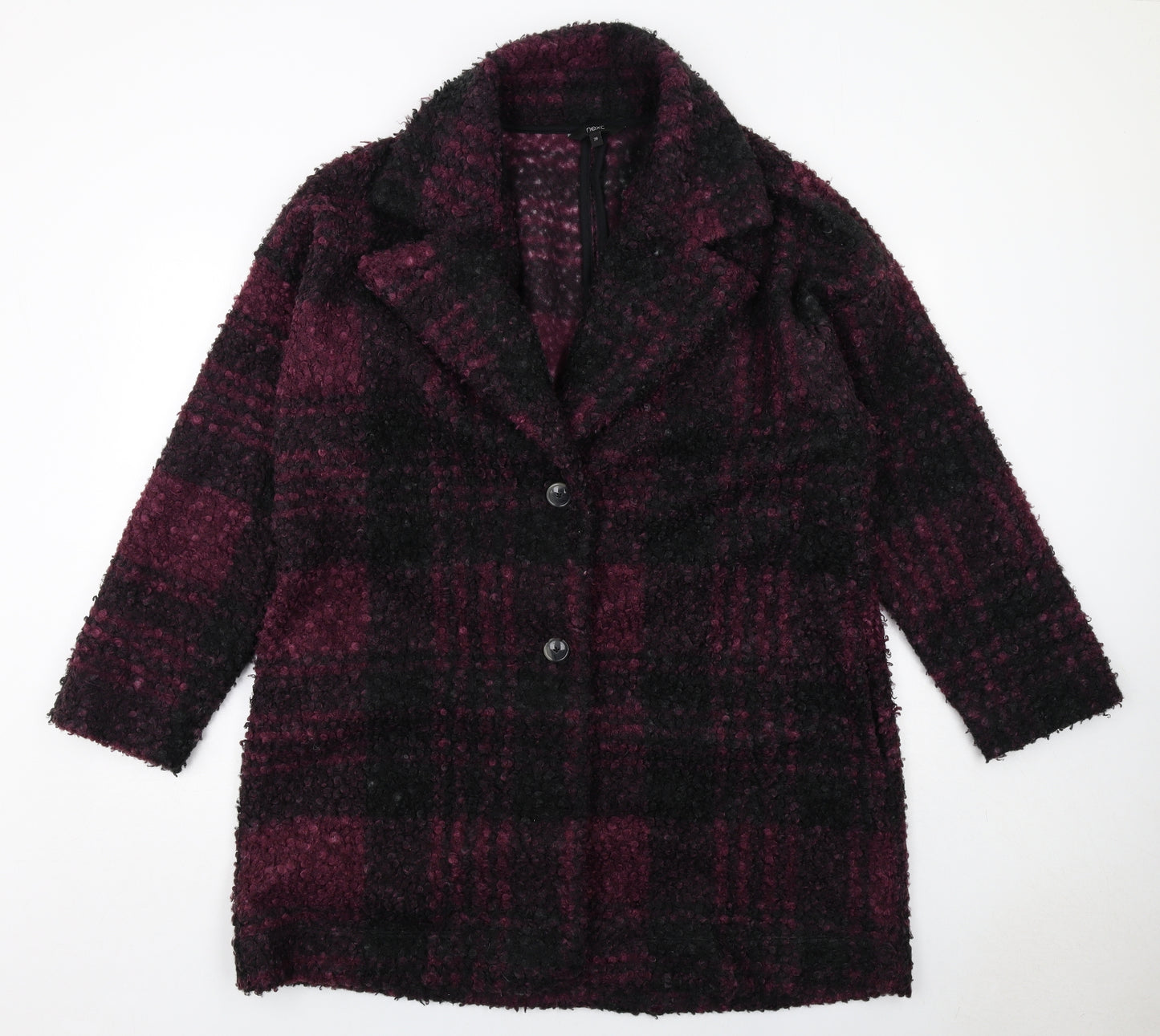NEXT Womens Black Geometric Overcoat Coat Size 20 Button