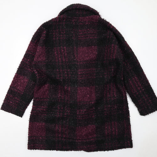 NEXT Womens Black Geometric Overcoat Coat Size 20 Button