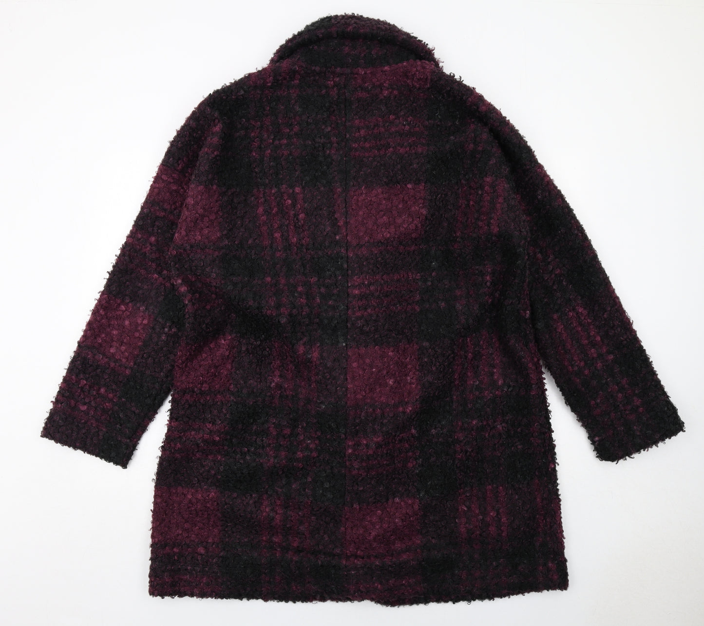 NEXT Womens Black Geometric Overcoat Coat Size 20 Button