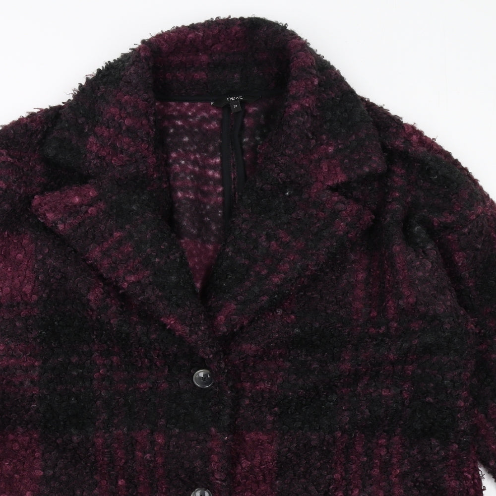 NEXT Womens Black Geometric Overcoat Coat Size 20 Button