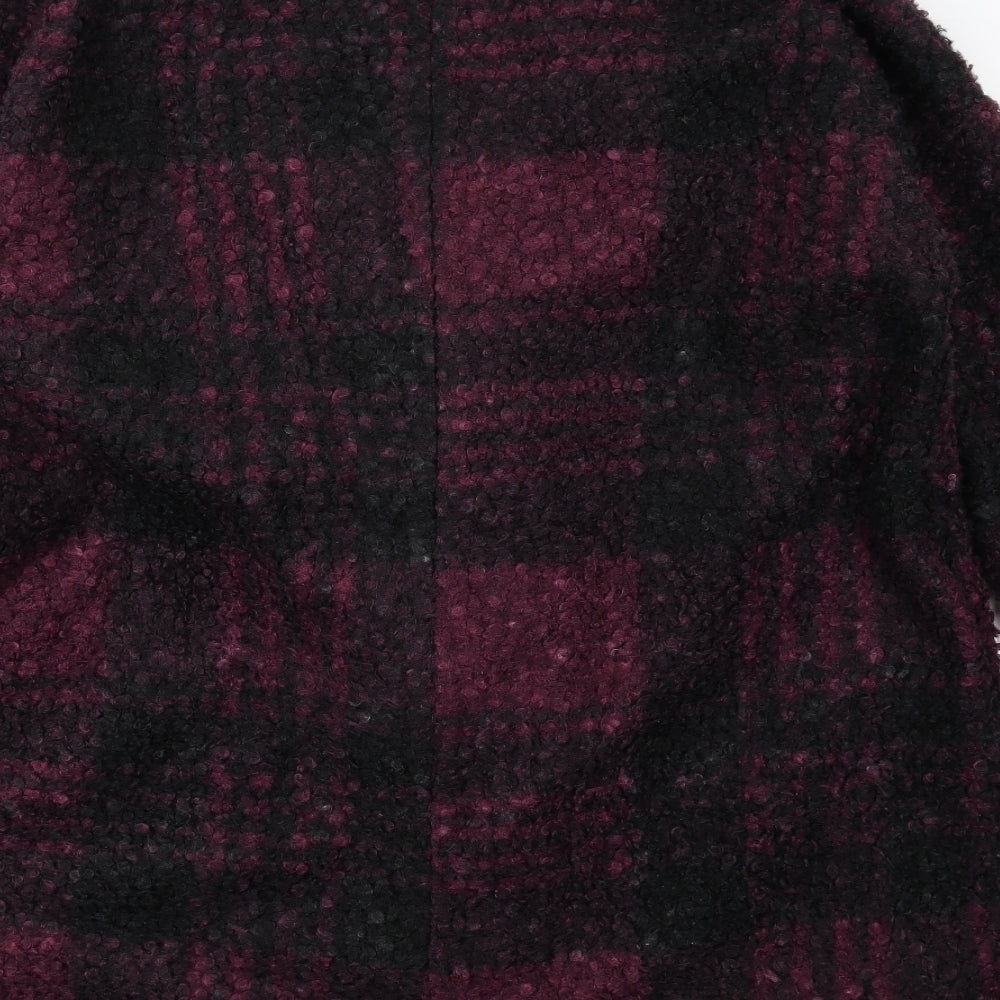NEXT Womens Black Geometric Overcoat Coat Size 20 Button