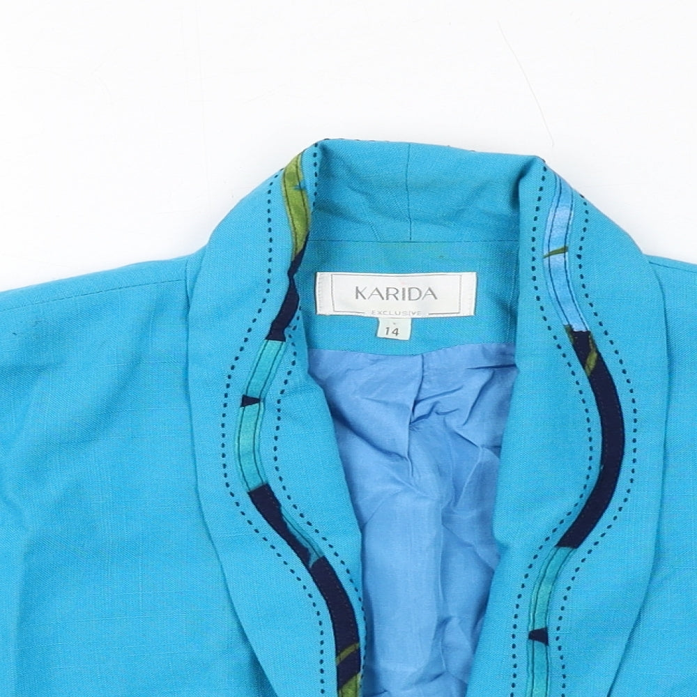 Karida Womens Blue Jacket Blazer Size 14