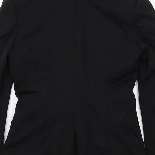 H&M Womens Black Polyester Jacket Suit Jacket Size 8