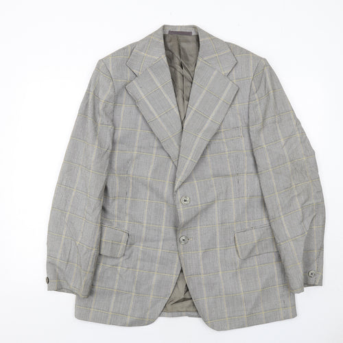 Burleigh Mens Grey Plaid Polyester Jacket Blazer Size 42 Regular