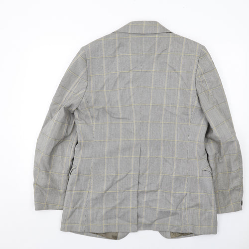 Burleigh Mens Grey Plaid Polyester Jacket Blazer Size 42 Regular