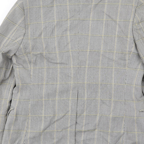 Burleigh Mens Grey Plaid Polyester Jacket Blazer Size 42 Regular