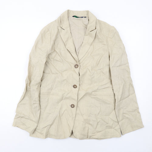 Boden Womens Beige Linen Jacket Blazer Size 12