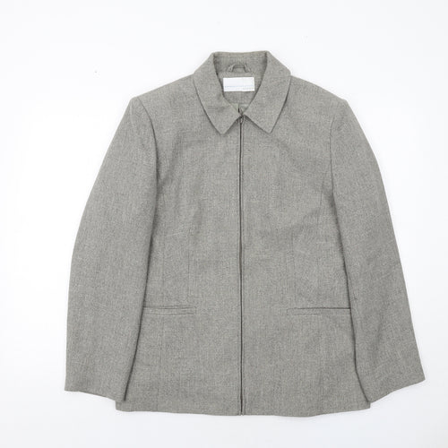 AMARANTO Womens Grey Geometric Jacket Size 16 Zip
