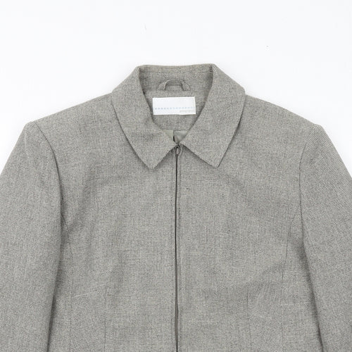 AMARANTO Womens Grey Geometric Jacket Size 16 Zip