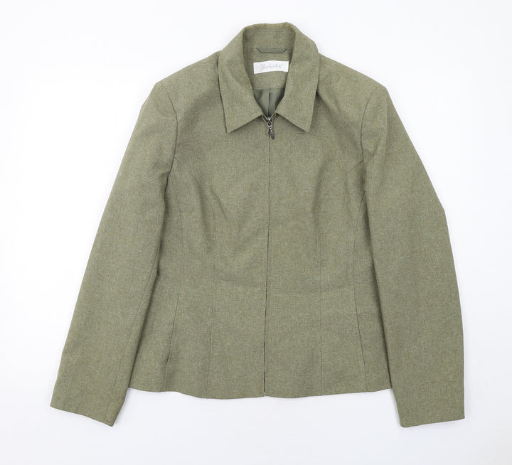 Berkertex Womens Green Geometric Jacket Size 16 Zip