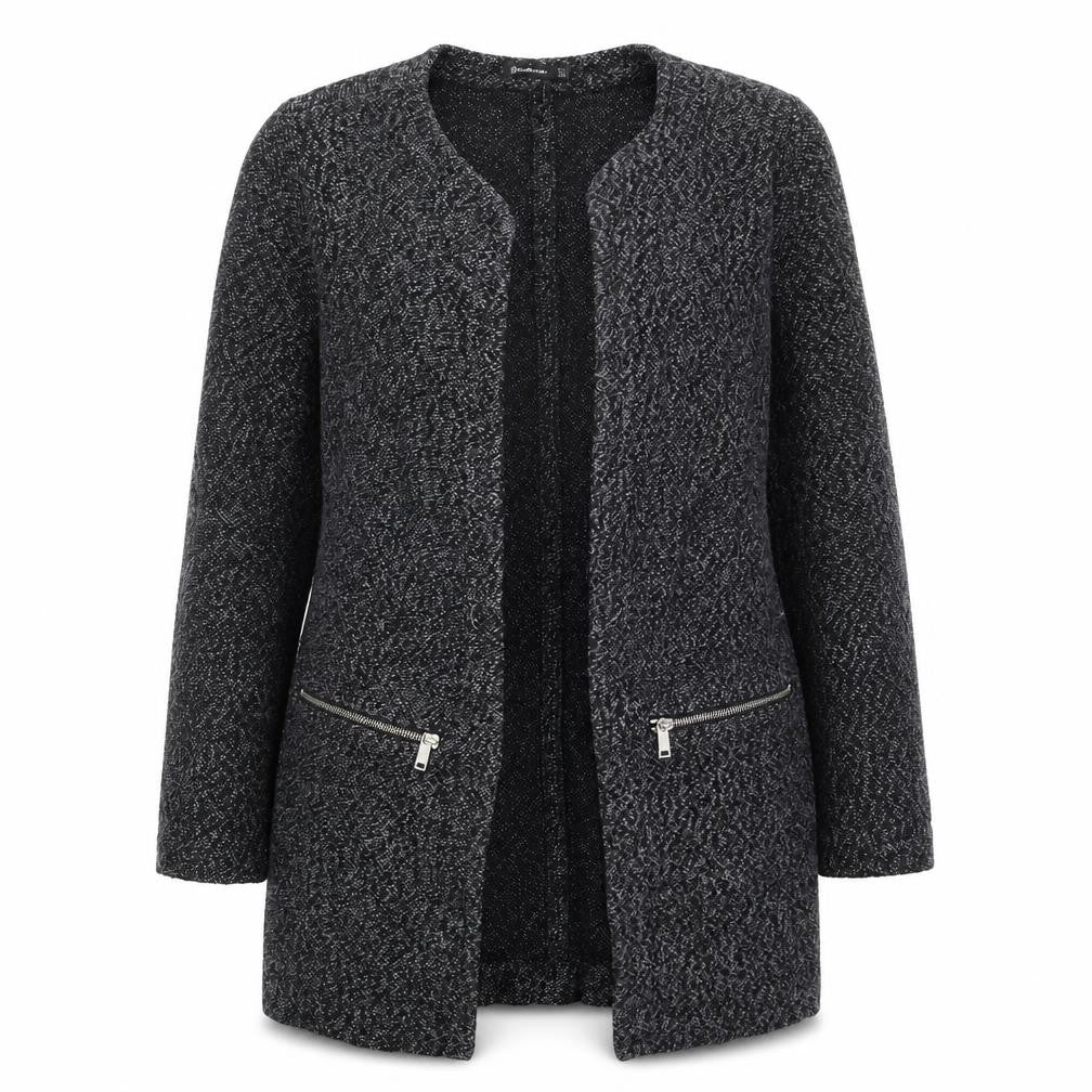 Front view of Stradivarius women’s grey geometric jacket, size S